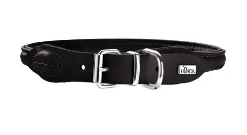 Læder rund halsbånd Elg 47-51 cm 10 mm bred sort
