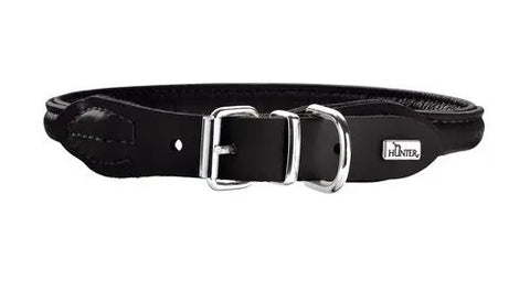 Læder rund halsbånd Elg 51-56 cm 10 mm bred sort
