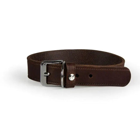 Læder halsbånd Weinheim 28-34 cm mocca bred