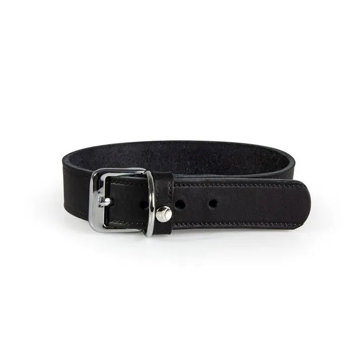 Læder halsbånd Weinheim 37-42 cm sort bred