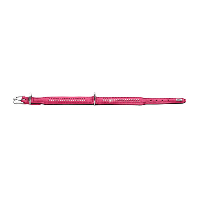 Læderhalsbånd Diamond Petit Pink