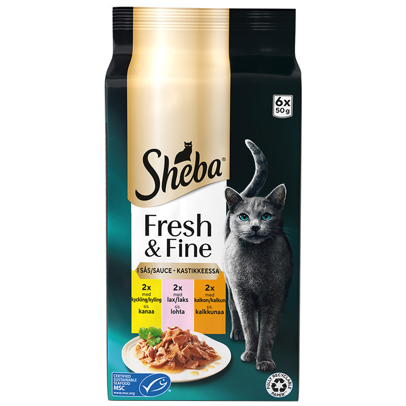 Fresh & Fine menuboks pouch m/sauce fisk + fjerkræ 6x50g